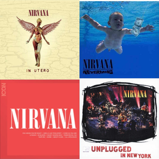 This is a 4 CD SKU bundle.
1.This CD is brand new.Format: CDMusic Style: GrungeThis item's title is: IconArtist: NirvanaLabel: GEFFENBarcode: 602527473260Release Date: 8/31/2010
2.This CD is brand new.