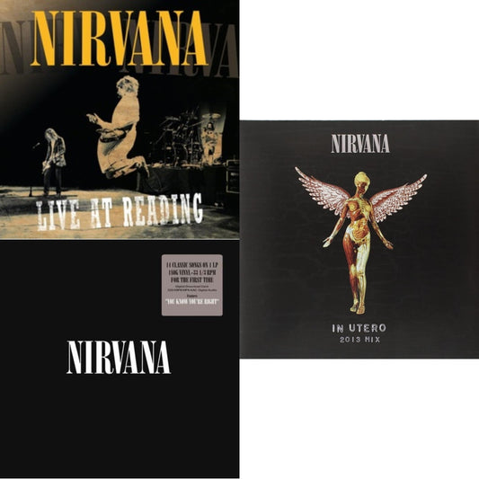 This is a 3 LP Vinyl SKU bundle.
1.This LP Vinyl is brand new.Format: LP VinylMusic Style: EurodanceThis item's title is: Live At ReadingArtist: NirvanaLabel: GEFFENBarcode: 602527212173Release Date: 12/21/2009
2.This LP Vinyl is brand new.