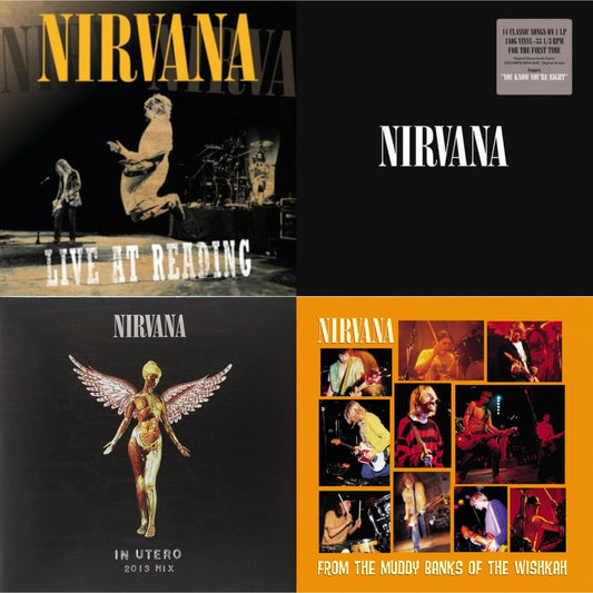 This is a 4 LP Vinyl SKU bundle.
1.This LP Vinyl is brand new.Format: LP VinylMusic Style: EurodanceThis item's title is: Live At ReadingArtist: NirvanaLabel: GEFFENBarcode: 602527212173Release Date: 12/21/2009
2.This LP Vinyl is brand new.
