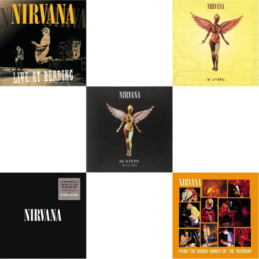 This is a 5 LP Vinyl SKU bundle.
1.This LP Vinyl is brand new.Format: LP VinylMusic Style: EurodanceThis item's title is: Live At ReadingArtist: NirvanaLabel: GEFFENBarcode: 602527212173Release Date: 12/21/2009
2.This LP Vinyl is brand new.