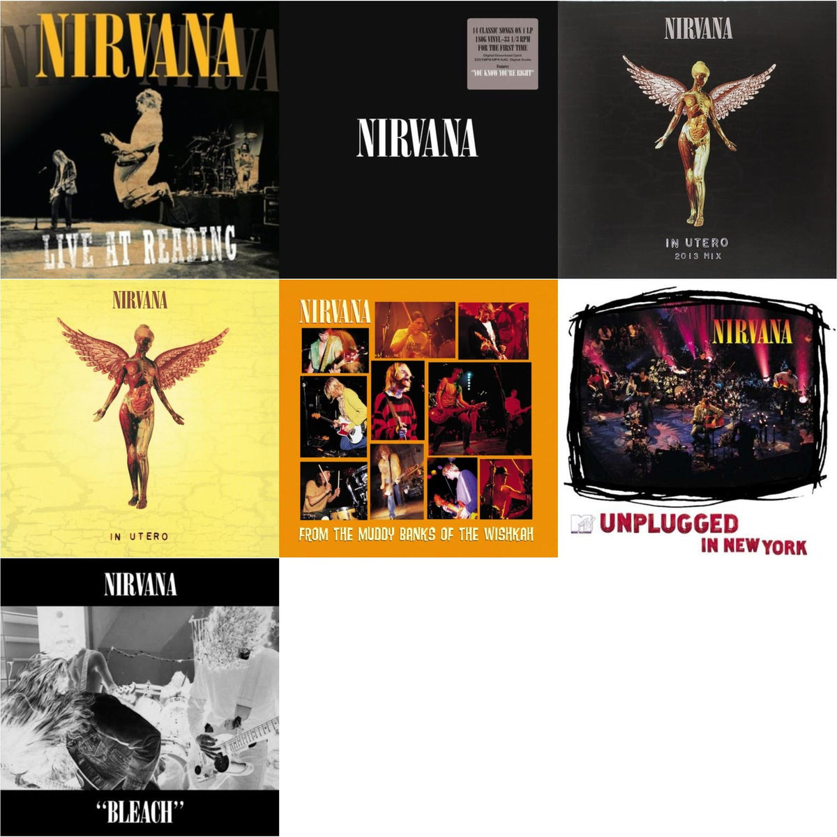 Bleach & Live At Reading & In Utero: 2013 Mix (2LP) & Nirvana (150G/Dl Code) & In Utero (180G/33-1/3 RPM) & Unplugged In N.Y. & From The Muddy Banks Of The Wishkah
