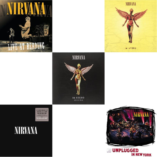 This is a 5 LP Vinyl SKU bundle.
1.This LP Vinyl is brand new.Format: LP VinylMusic Style: EurodanceThis item's title is: Live At ReadingArtist: NirvanaLabel: GEFFENBarcode: 602527212173Release Date: 12/21/2009
2.This LP Vinyl is brand new.