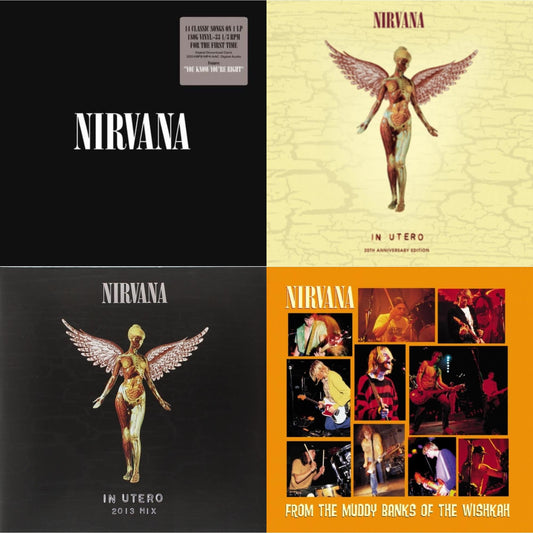 This is a 4 LP Vinyl SKU bundle.
1.This LP Vinyl is brand new.Format: LP VinylMusic Style: GrungeThis item's title is: In UteroArtist: NirvanaLabel: Universal Music GroupBarcode: 602537483464Release Date: 9/24/2013
2.This LP Vinyl is brand new.