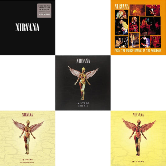 This is a 5 LP Vinyl SKU bundle.
1.This LP Vinyl is brand new.Format: LP VinylMusic Style: GrungeThis item's title is: In UteroArtist: NirvanaLabel: Universal Music GroupBarcode: 602537483464Release Date: 9/24/2013
2.This LP Vinyl is brand new.