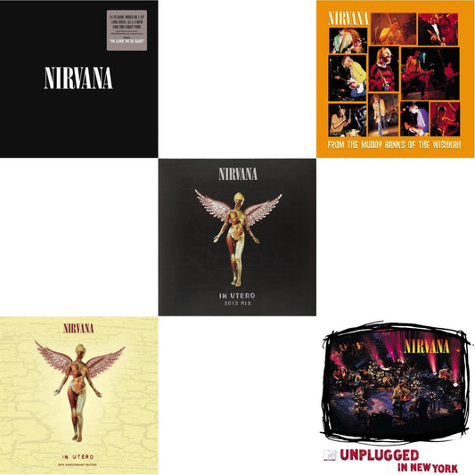 This is a 5 LP Vinyl SKU bundle.
1.This LP Vinyl is brand new.Format: LP VinylMusic Style: GrungeThis item's title is: In UteroArtist: NirvanaLabel: Universal Music GroupBarcode: 602537483464Release Date: 9/24/2013
2.This LP Vinyl is brand new.
