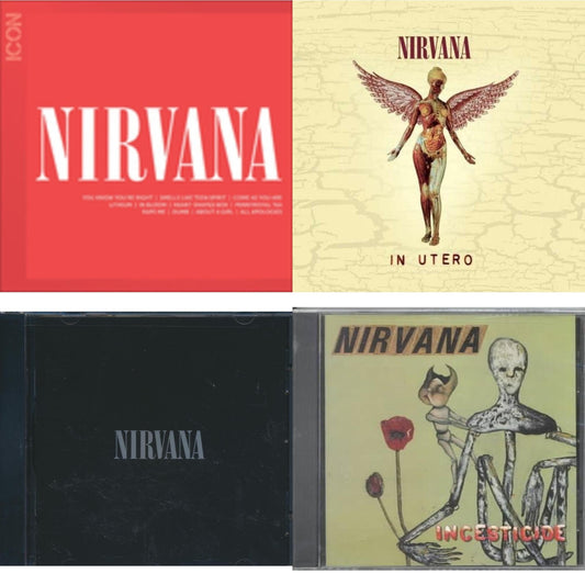 This is a 4 CD SKU bundle.
1.This CD is brand new.Format: CDMusic Style: GrungeThis item's title is: IconArtist: NirvanaLabel: GEFFENBarcode: 602527473260Release Date: 8/31/2010
2.This CD is brand new.