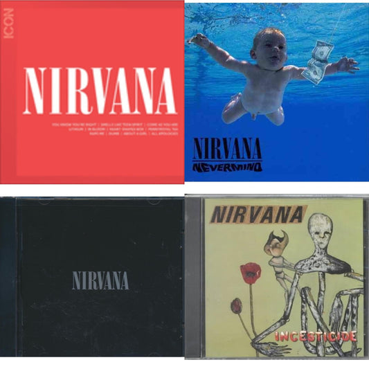 This is a 4 CD SKU bundle.
1.This CD is brand new.Format: CDMusic Style: GrungeThis item's title is: IconArtist: NirvanaLabel: GEFFENBarcode: 602527473260Release Date: 8/31/2010
2.This CD is brand new.