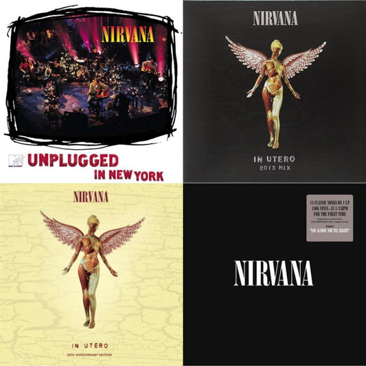 This is a 4 LP Vinyl SKU bundle.
1.This LP Vinyl is brand new.Format: LP VinylMusic Style: GrungeThis item's title is: In UteroArtist: NirvanaLabel: Universal Music GroupBarcode: 602537483464Release Date: 9/24/2013
2.This LP Vinyl is brand new.