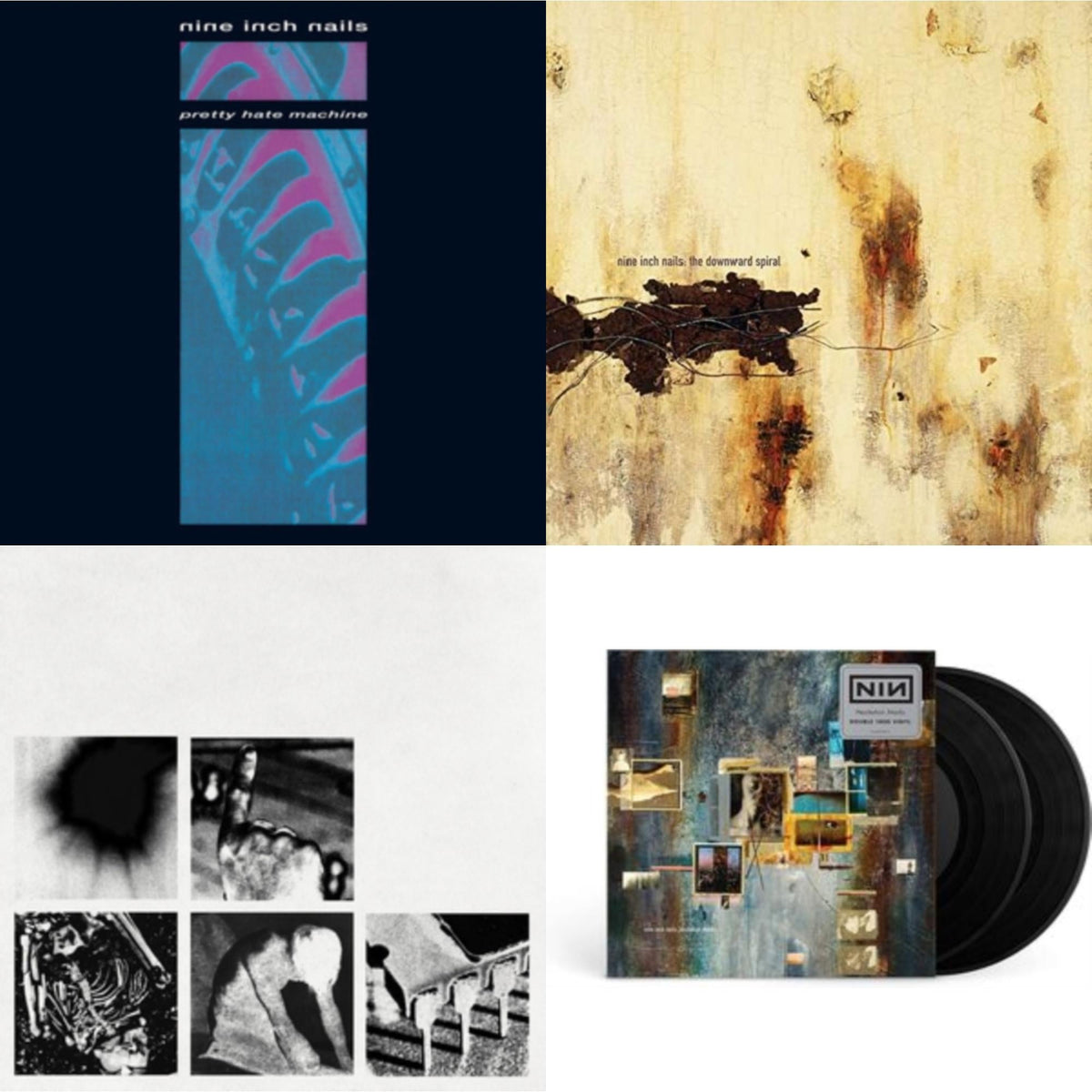 This is a 4 LP Vinyl SKU bundle.
1.This LP Vinyl is brand new.Format: LP VinylMusic Style: IndustrialThis item's title is: Pretty Hate MachineArtist: Nine Inch NailsLabel: NULL CORPORATIONBarcode: 602527749921Release Date: 7/12/2011
2.This LP Vinyl is brand new.