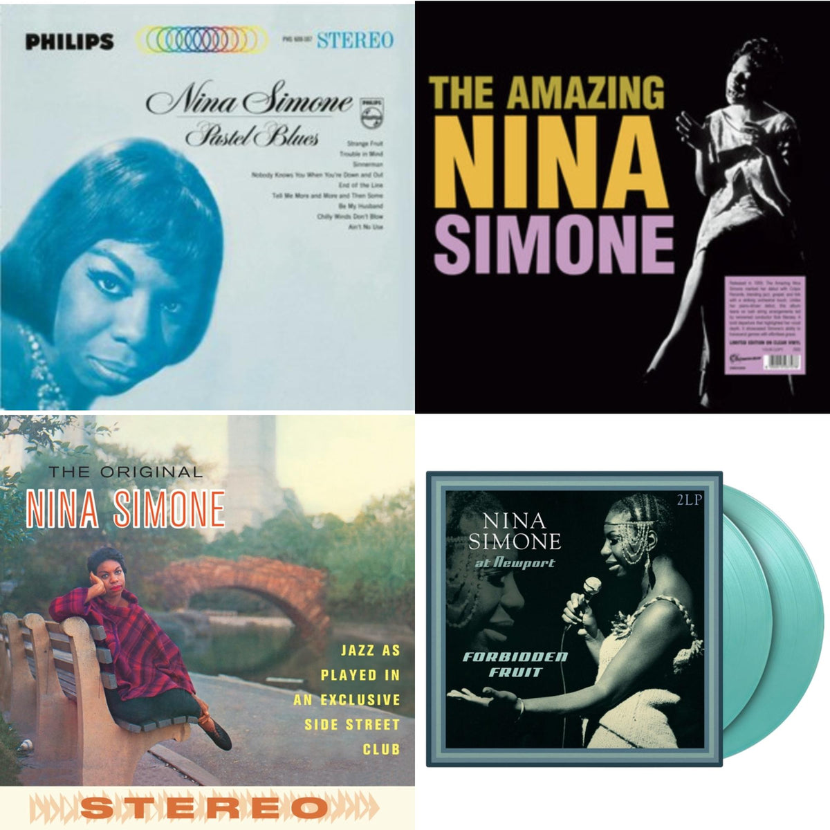 Pastel Blues & Amazing Nina Simone (Clear LP Vinyl) & Little Girl Blue (Limited Edition/Crystar Clear LP Vinyl) & At Newport / Forbidden Fruit (2LP/180G/Solid Turquiose Vinyl)