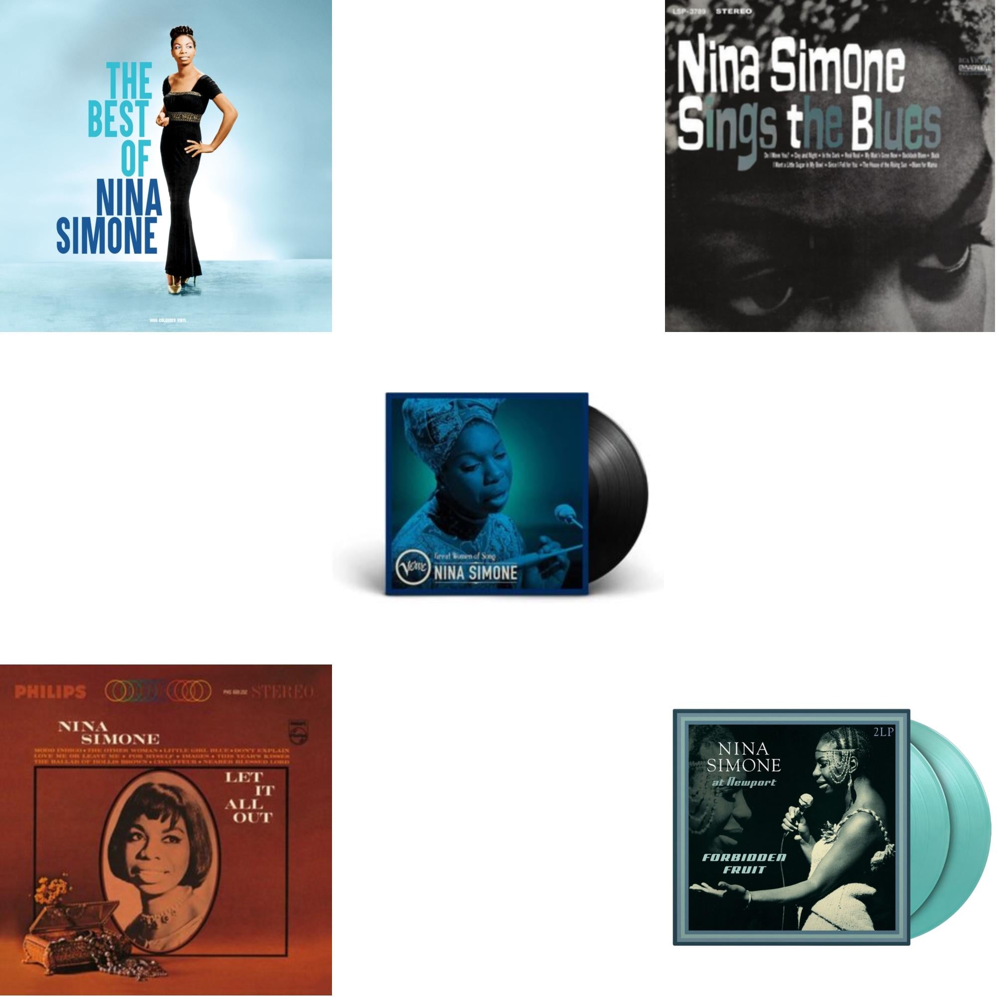 Best Of (Coloured LP Vinyl) & Let It All Out & Great Women Of Song: Nina Simone & Sings The Blues (180G) & At Newport / Forbidden Fruit (2LP/180G/Solid Turquiose Vinyl)