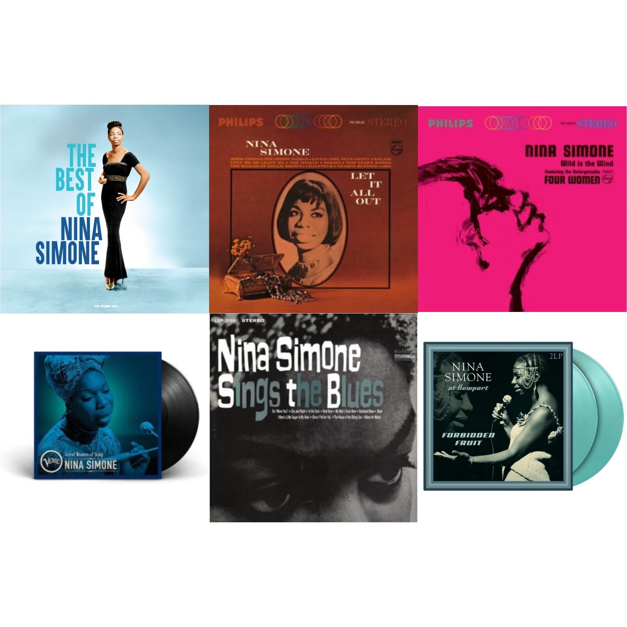 Best Of (Coloured LP Vinyl) & Let It All Out & Wild Is The Wind & Great Women Of Song: Nina Simone & Sings The Blues (180G) & At Newport / Forbidden Fruit (2LP/180G/Solid Turquiose Vinyl)