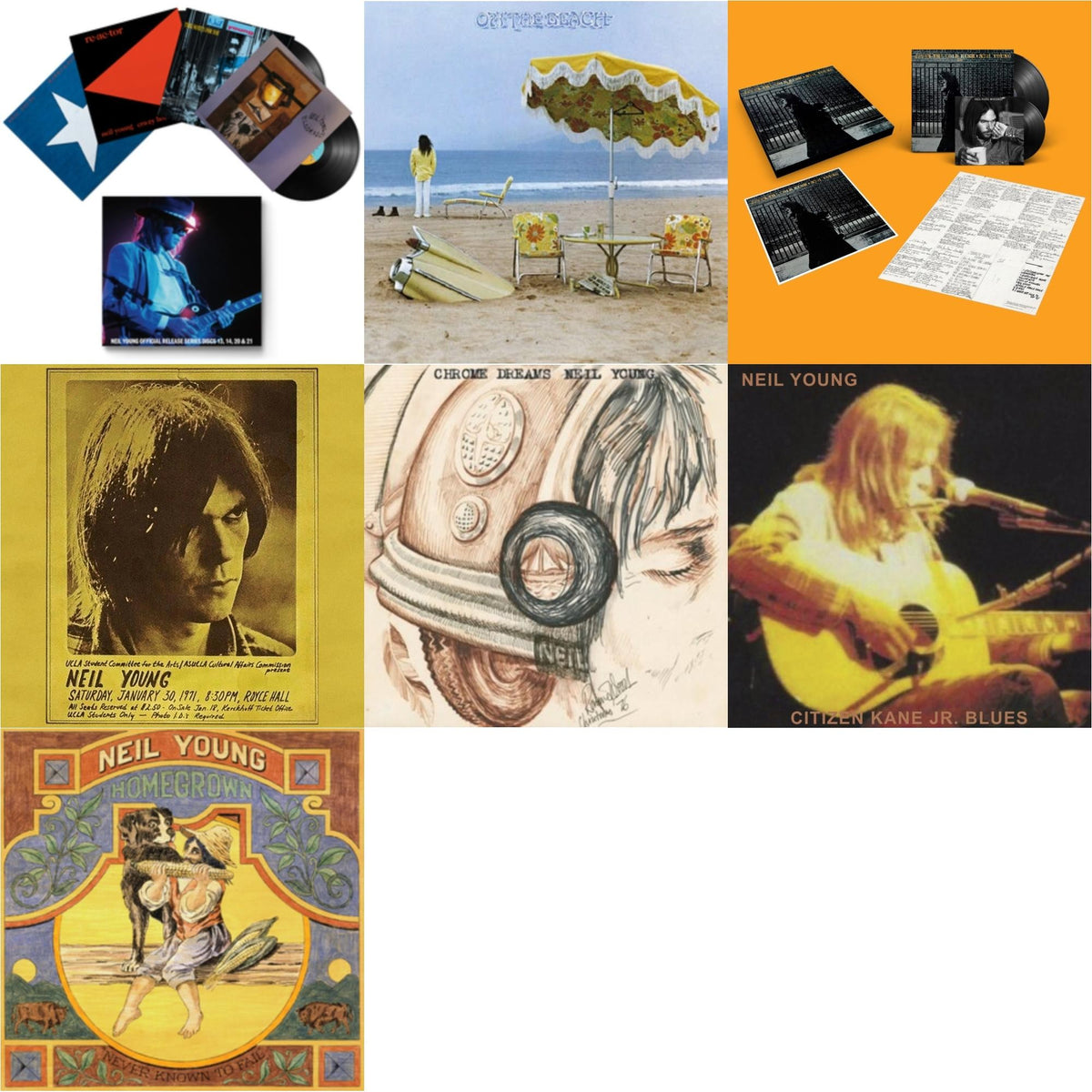 Chrome Dreams (2LP) & Royce Hall 1971 & Citizen Kane Jr. Blues 1974 (Live At The Bottom Line) & After The Gold Rush (50Th Anniv Ed) & Official Release Series Discs 13, 14, 20 & 21 & Homegrown & On The Beach