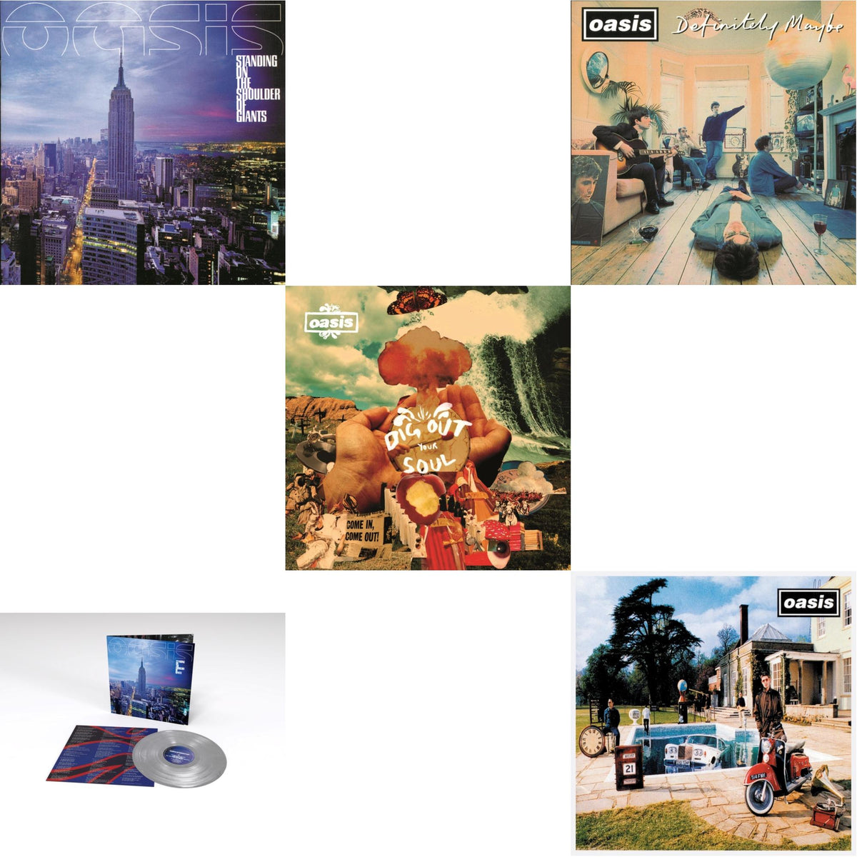 Standing On The Shoulder Of Giants & Standing On The Shoulder Of Giants (25Th Anniversary/Silver LP Vinyl) & Dig Out Your Soul (2LP) & Definitely Maybe & Be Here Now