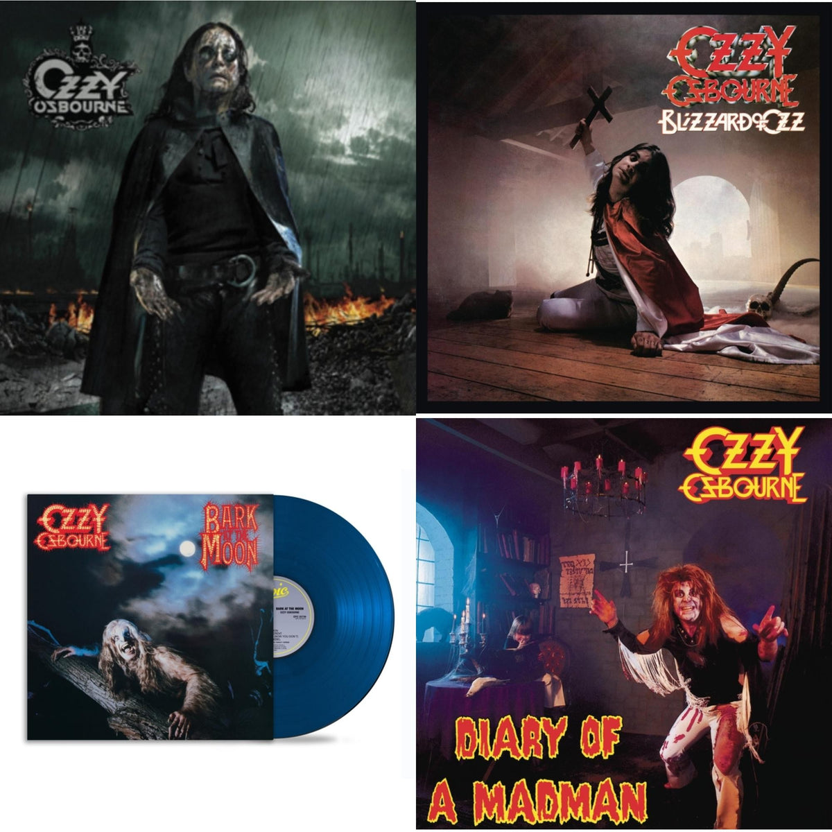 Black Rain (2LP) & Bark At The Moon (40Th Anniversary) (Translucent Cobalt Blue LP Vinyl) & Blizzard Of Ozz (180G/30Th Anniversary Legacy Edition) & Diary Of A Madman (180G)
