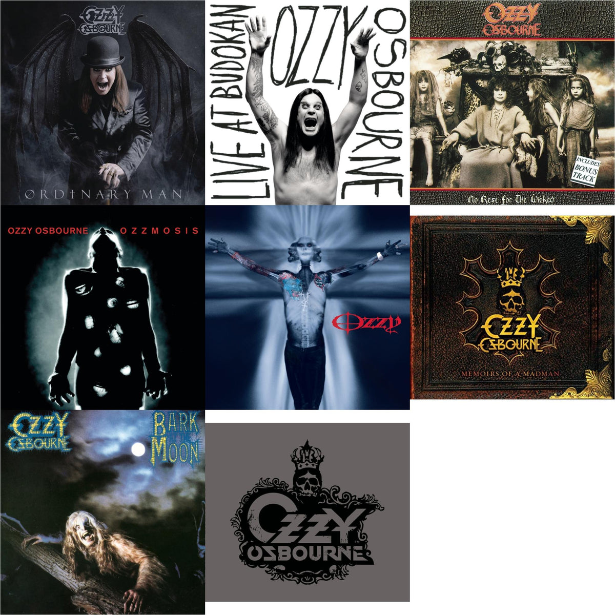 Ordinary Man (Jewel Case) & Live At Budokan & No Rest For The Wicked & Ozzmosis & Down To Earth & Memoirs Of A Madman & Bark At The Moon & Black Rain