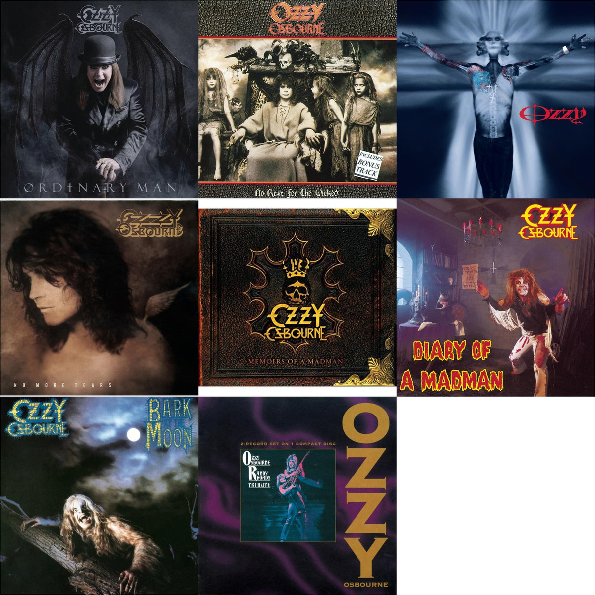 Ordinary Man (Jewel Case) & No Rest For The Wicked & Down To Earth & No More Tears & Memoirs Of A Madman & Diary Of A Madman & Bark At The Moon & Tribute