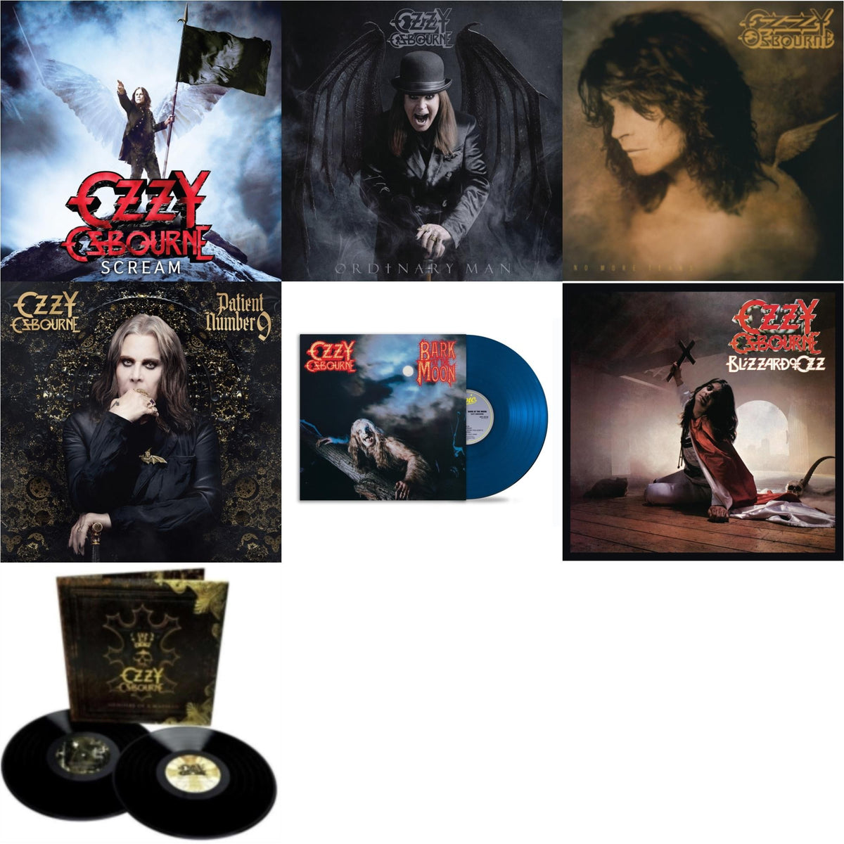 Scream (2LP) & Ordinary Man (140G) & No More Tears (2LP) & Patient Number 9 (Picture Disc/2LP) & Bark At The Moon (40Th Anniversary) (Translucent Cobalt Blue LP Vinyl) & Blizzard Of Ozz (180G/30Th Anniversary Legacy Edition)