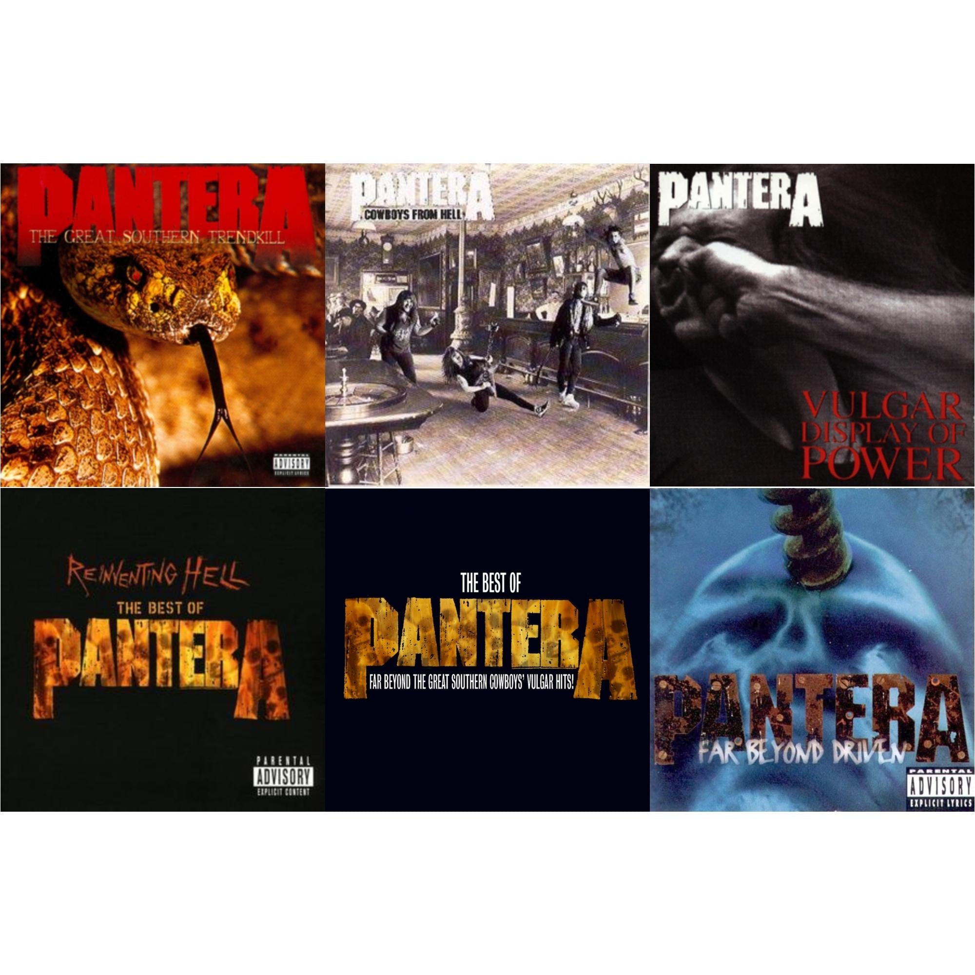 Great Southern Trendkill & Cowboys From Hell & Vulgar Display Of Power & Reinventing Hell: Best Of Pantera & Best Of Pantera: Far Beyond Great Southern Cowboy's & Far Beyond Driven