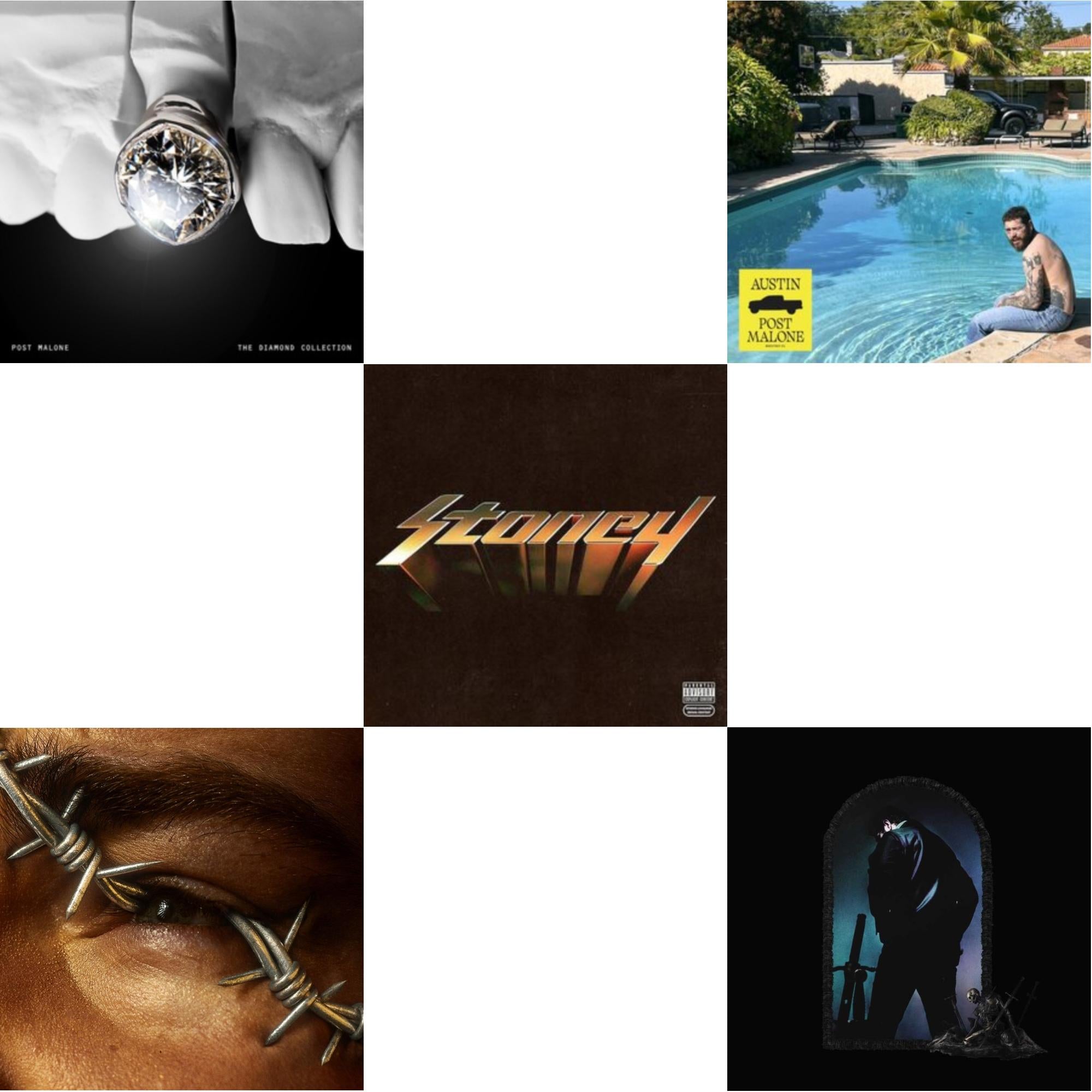 Austin (Forest Green/2LP) (X) & Diamond Collection (Metallic Silver Vinyl/2LP) & Hollywood's Bleeding (2LP/Pink Vinyl) & Stoney (Orange LP Vinyl) & Beerbongs & Bentleys (2LP/Clear Vinyl)