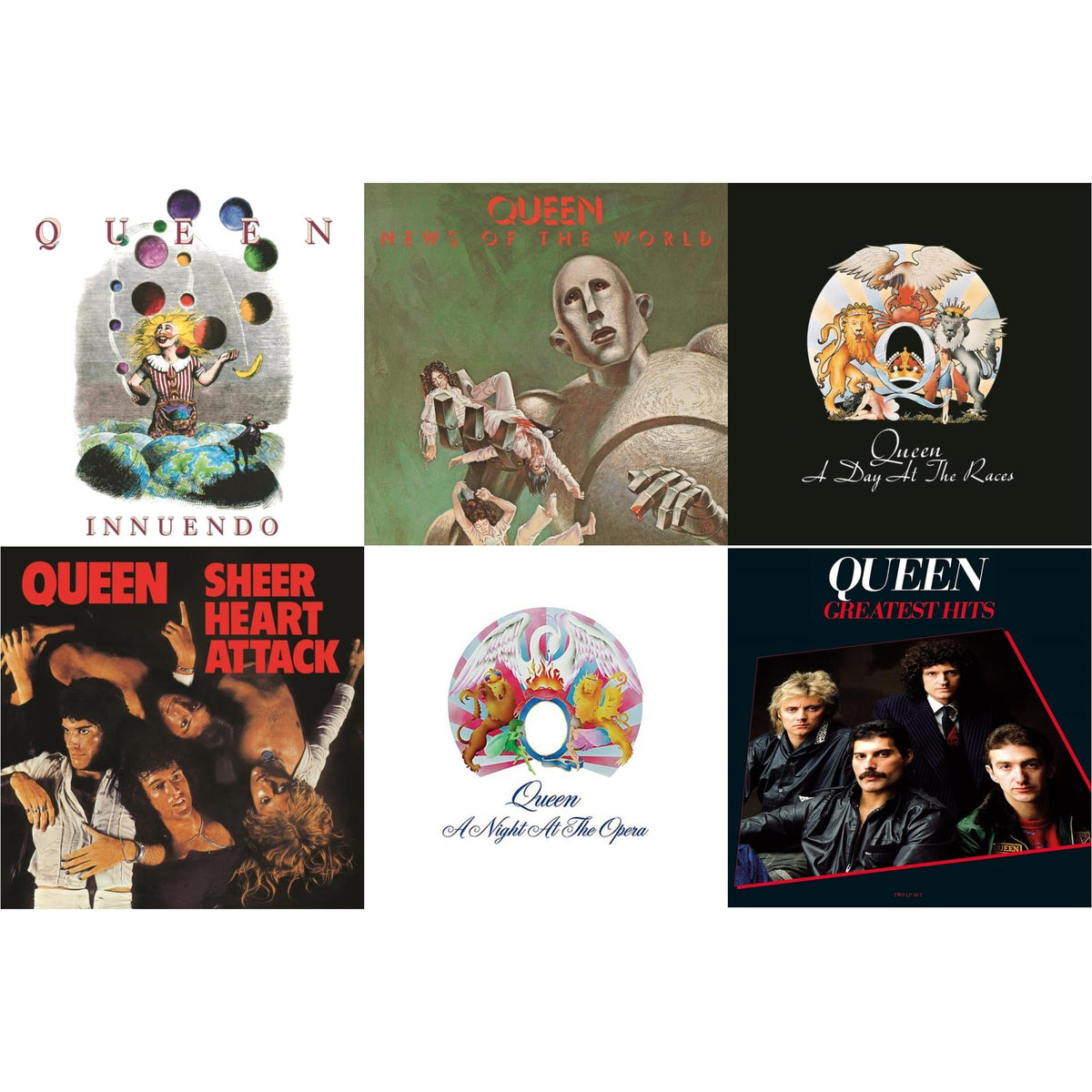 Innuendo (2LP) & News Of The World & Day At The Races & Sheer Heart Attack (Half-Speed LP Vinyl) & Night At The Opera & Greatest Hits 1 (180G)