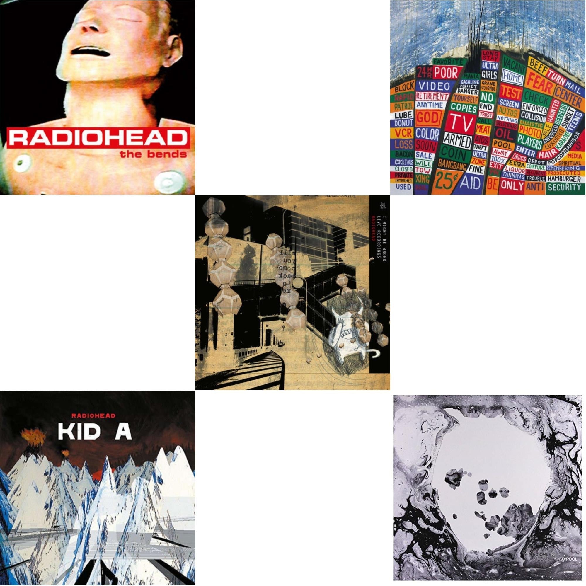 Bends (180G) & Kid A (2LP/180G) & I Might Be Wrong & Hail To The Thief (2LP/45 RPM/180G) & Moon Shaped Pool (Foil Gatefold Cover)