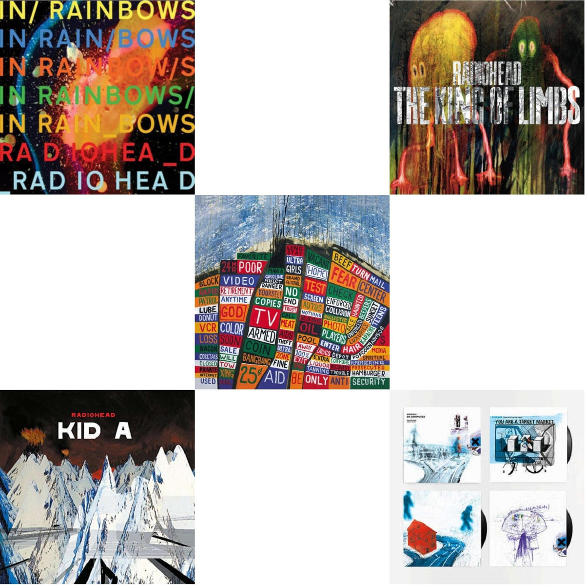 In Rainbows (180G) & Kid A (2LP/180G) & Hail To The Thief (2LP/45 RPM/180G) & King Of Limbs (180G) & Ok Computer Oknotok (3LP/180G)