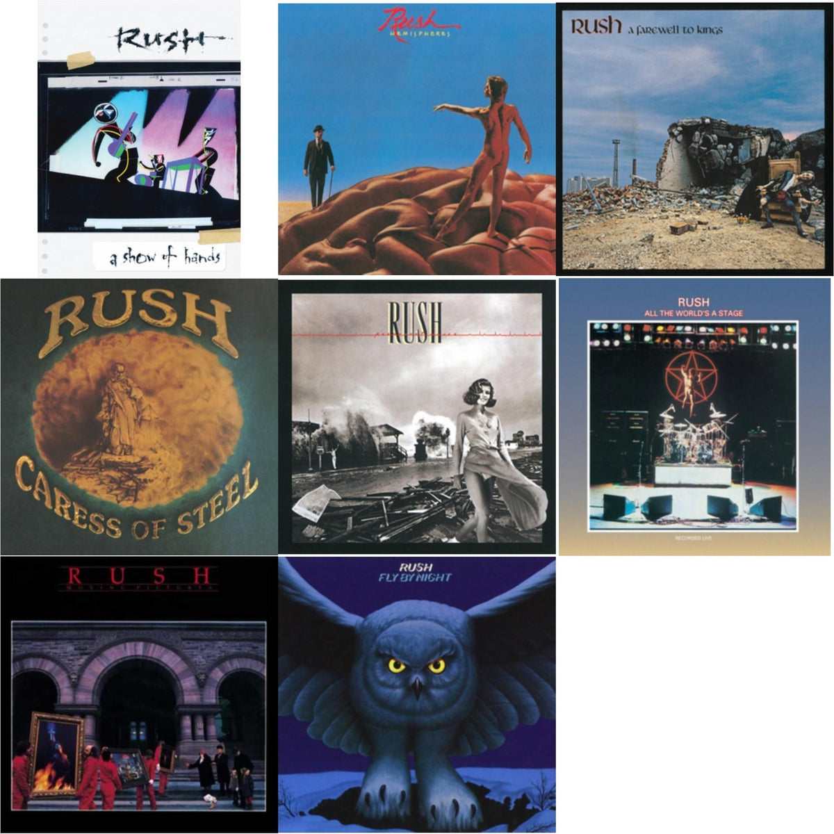 Fly By Night (180G) & Caress Of Steel (180G/Dl Card) & All The World's A Stage (180G) & Farewell To Kings (180G) & Hemispheres (180G) & Permanent Waves (180G) & Moving Pictures (180G LP Vinyl/Dl Card) & Show Of Hands (180G)
