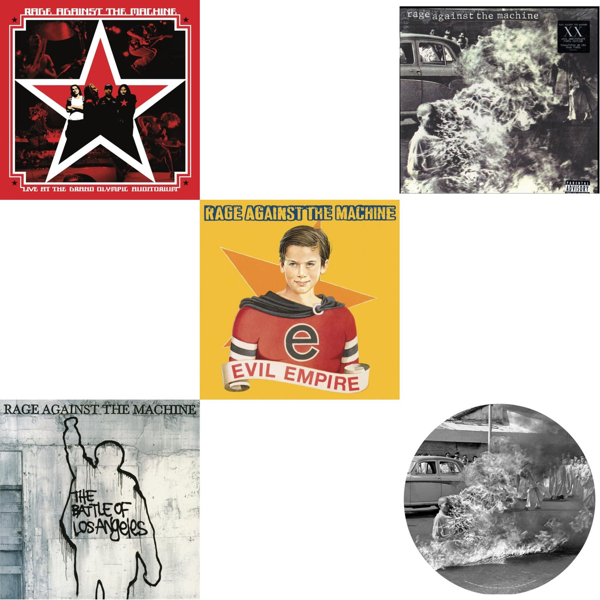 Live At The Grand Olympic Auditorium (2LP/180G Vinyl) & Battle Of Los Angeles (180G LP Vinyl) & Evil Empire (Pa) (180G) & Rage Against The Machine & Rage Against The Machine (X) (Picture Disc)