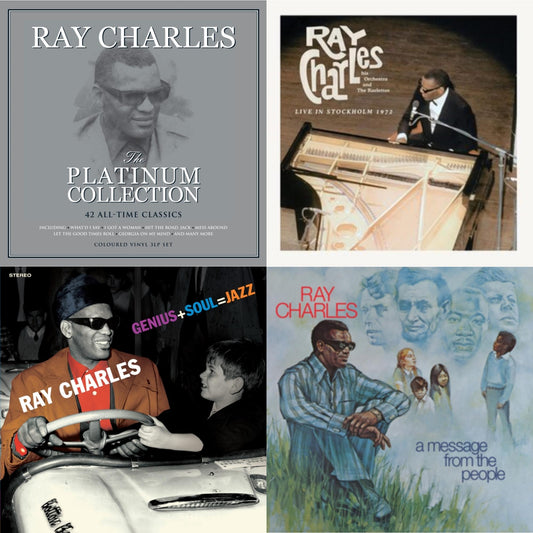 This is a 4 LP Vinyl SKU bundle.
1.This LP Vinyl is brand new.Format: LP VinylMusic Style: Rhythm & BluesThis item's title is: Platinum Collection (White LP Vinyl)Artist: Ray CharlesLabel: NOT NOW RECORDSBarcode: 5060403742858Release Date: 11/27/2020
2.This LP Vinyl is brand new.