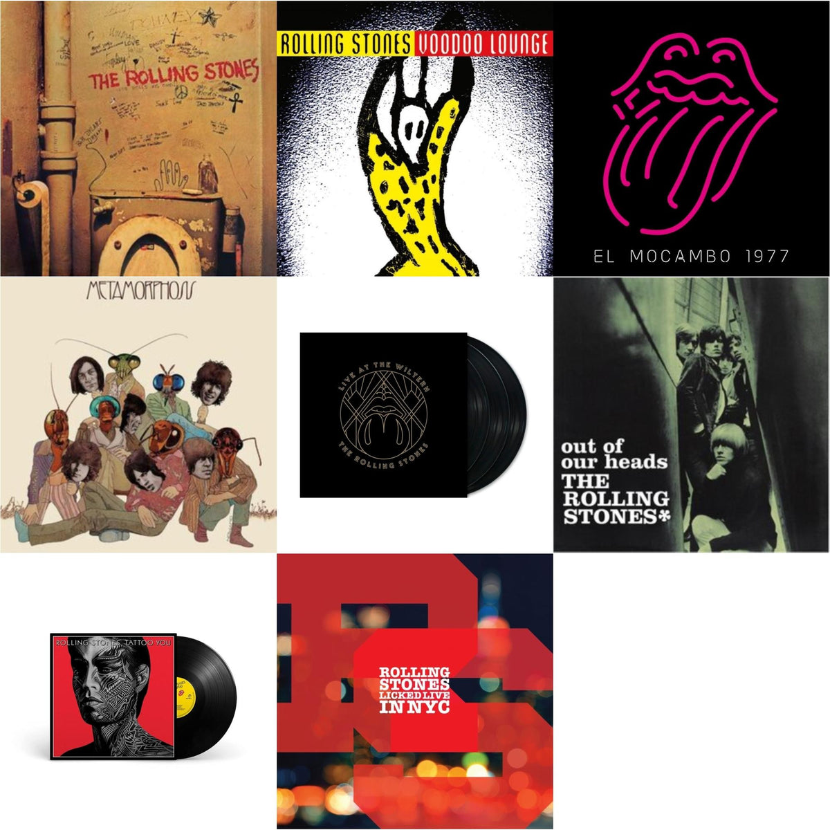 Beggars Banquet & Out Of Our Heads (Uk) & Metamorphosis & Tattoo You (2021 Remaster) & Live At The El Mocambo (4LP) & Licked Live In Nyc (White Vinyl/3LP) & Live At The Wiltern (3LP) & Voodoo Lounge (30Th Anniversary) (Red/Yellow Vinyl/2LP)
