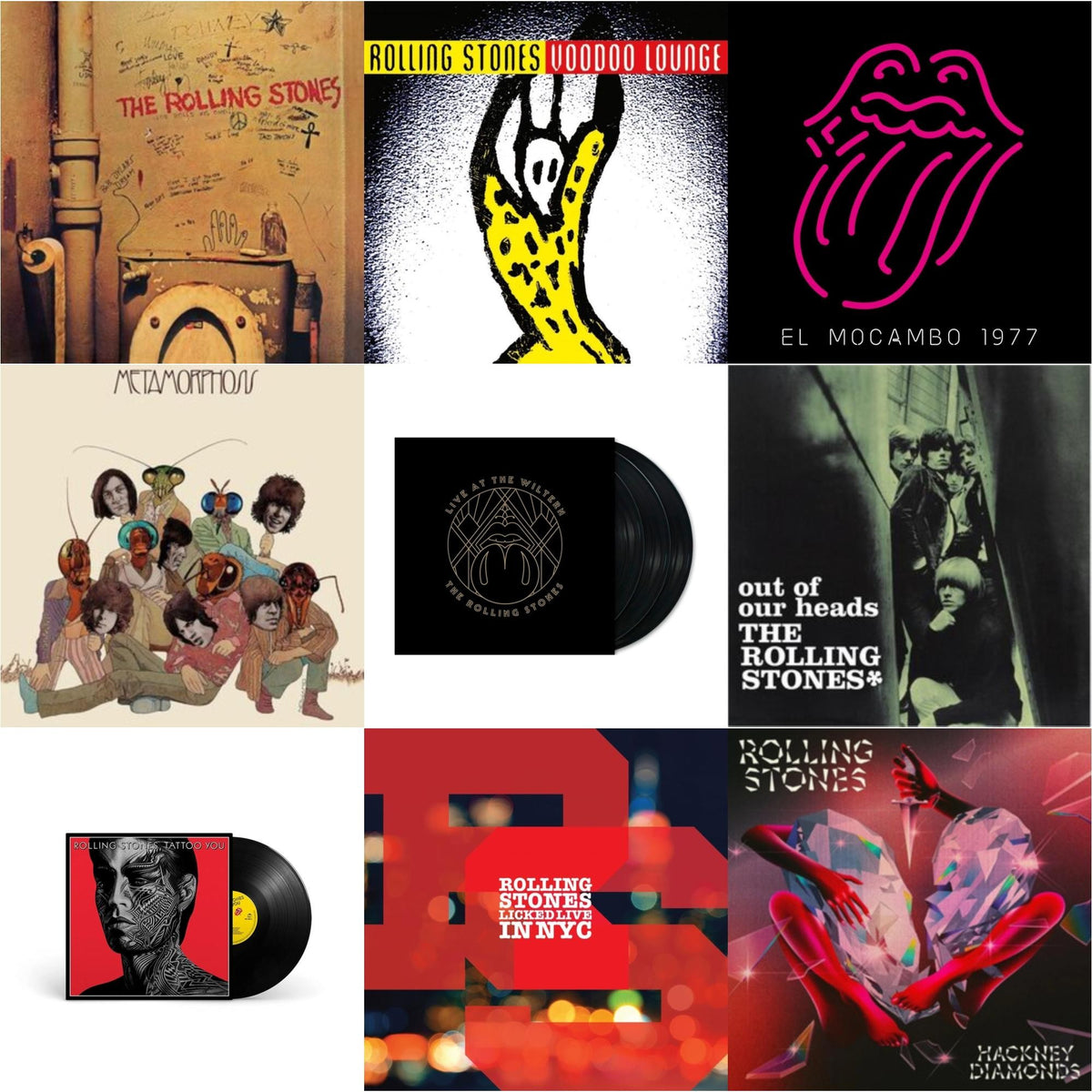 Rolling Stones - Beggars Banquet & Out Of Our Heads (Uk) & Metamorphosis & Tattoo You (2021 Remaster) & Live At The El Mocambo (4LP) & Licked Live In Nyc (White Vinyl/3LP) & Hackney Diamonds & Live At The Wiltern (3LP) & Voodoo Lounge (30Th