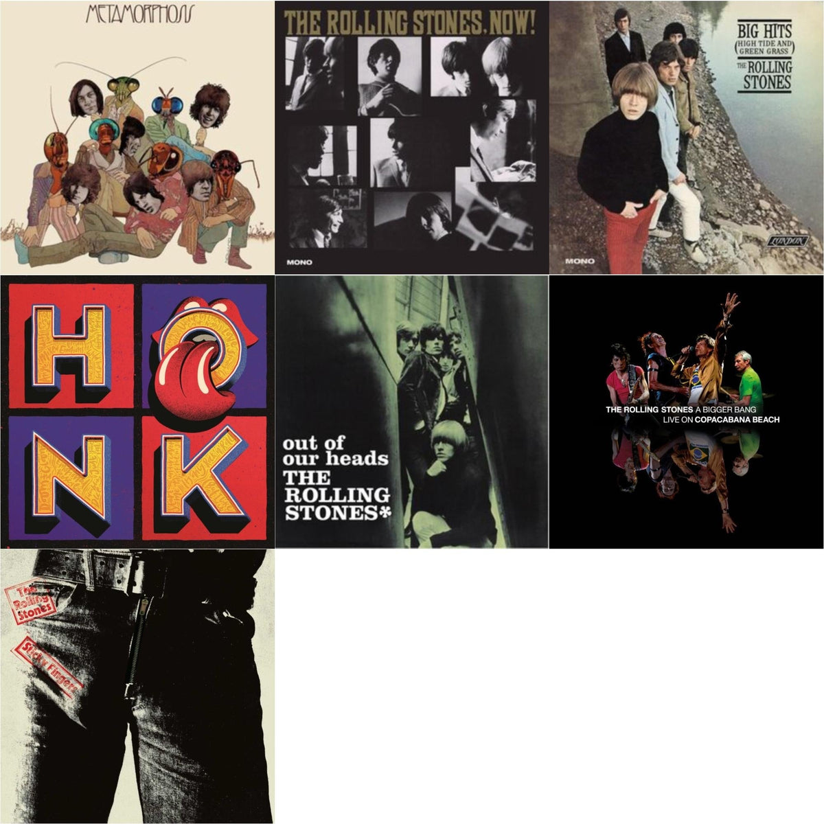 Out Of Our Heads (Uk) & Big Hits (High Tide Green Grass LP Vinyl) & Metamorphosis & Rolling Stones, Now! & Bigger Bang Live On Copacabana Beach (Multi Color Vinyl/3LP) & Sticky Fingers & Honk (Translucent Red Vinyl/2LP)
