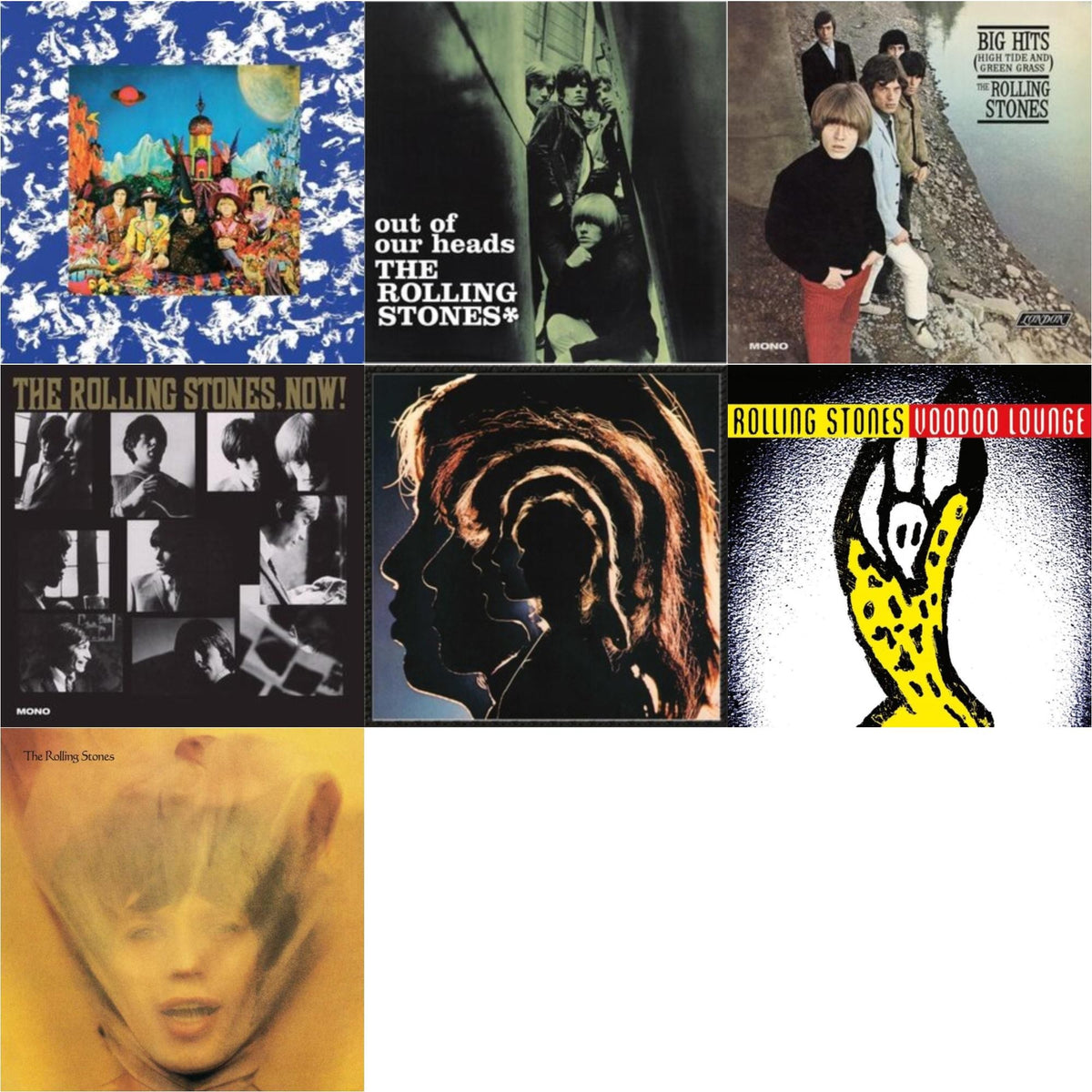 Their Satanic Majesties Request & Out Of Our Heads (Uk) & Big Hits (High Tide Green Grass LP Vinyl) & Rolling Stones, Now! & Hot Rocks 1964-1971 (2LP) & Voodoo Lounge (30Th Anniversary) (Red/Yellow Vinyl/2LP) & Goats Head Soup (2LP 2020 Deluxe Edition)