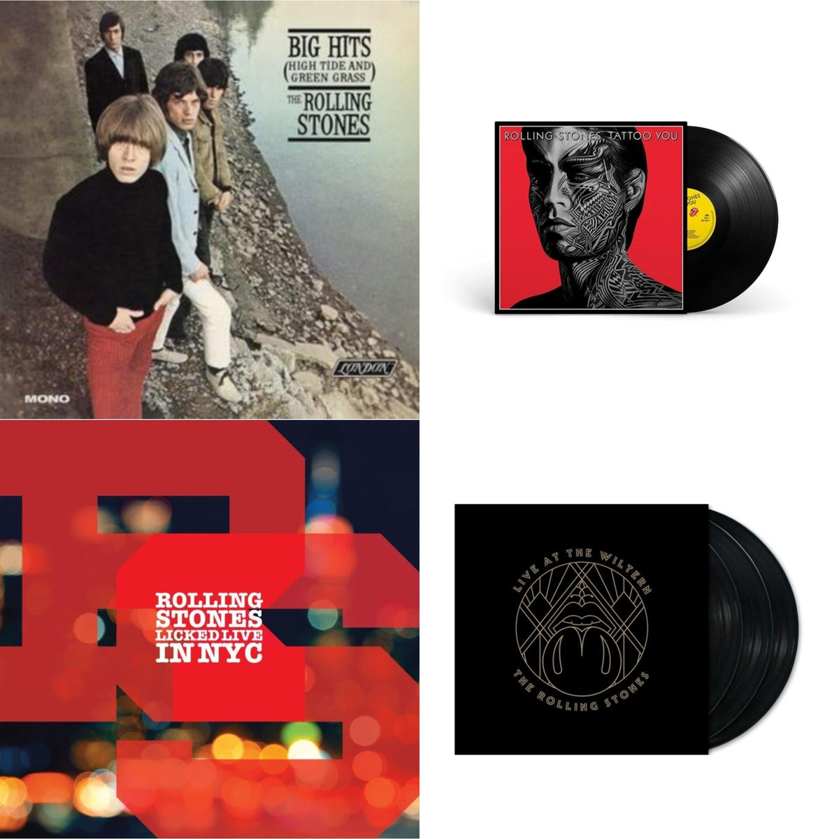 Big Hits (High Tide Green Grass LP Vinyl) & Tattoo You (2021 Remaster) & Licked Live In Nyc (White Vinyl/3LP) & Live At The Wiltern (3LP)