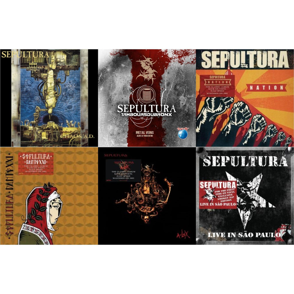 Chaos A.D. (Expanded Edition/2LP) & Metal Veins - Alive At Rock In Rio (Limited/2LP) & Nation (2LP) & Dante Xxi & A-Lex (2LP) & Live In Sao Paulo (2LP)