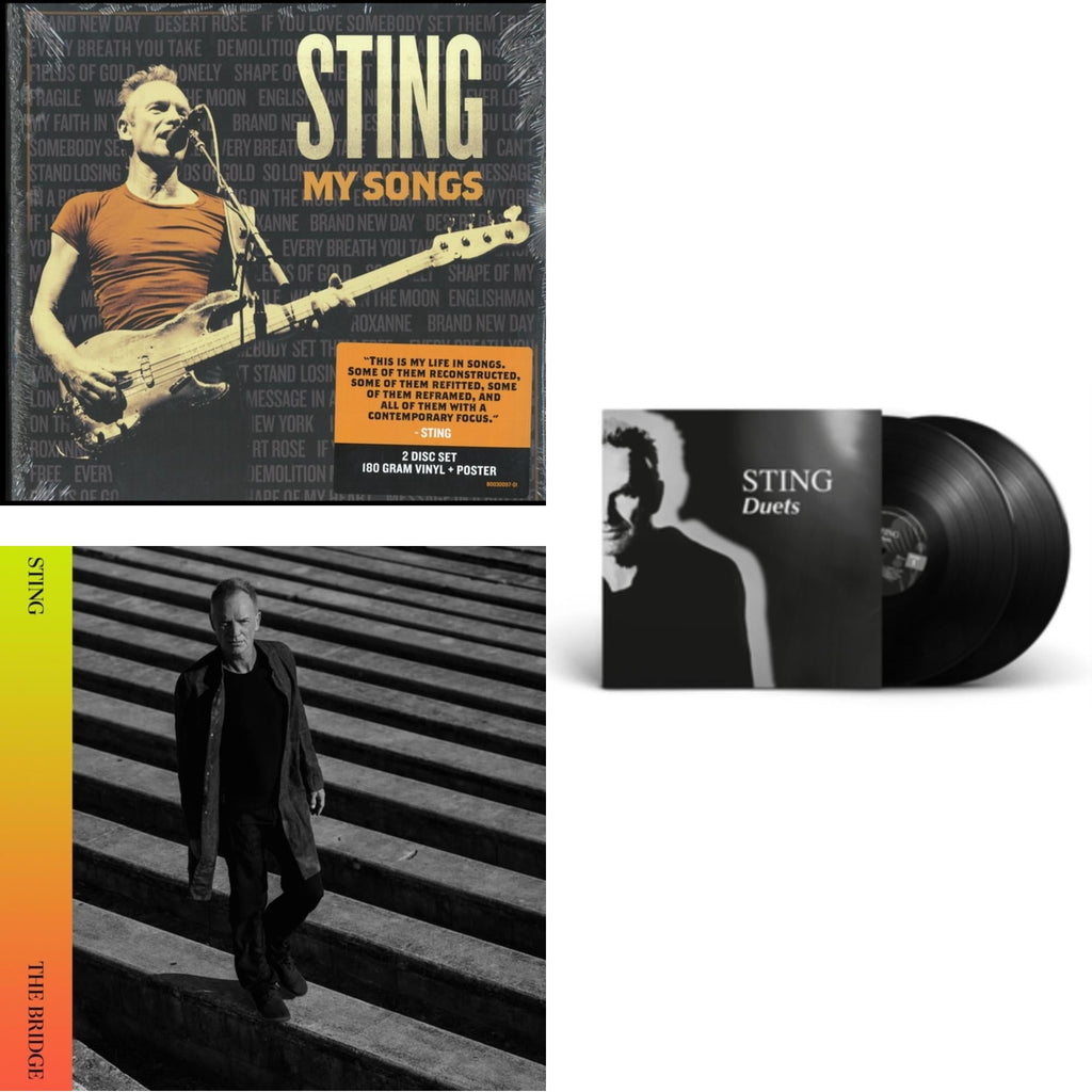 This is a 3 LP Vinyl SKU bundle.
1.This LP Vinyl is brand new.Format: LP VinylThis item's title is: My Songs (2 LP)Artist: StingLabel: Cherrytree RecordsBarcode: 602577587214Release Date: 6/7/2019
2.This LP Vinyl is brand new.