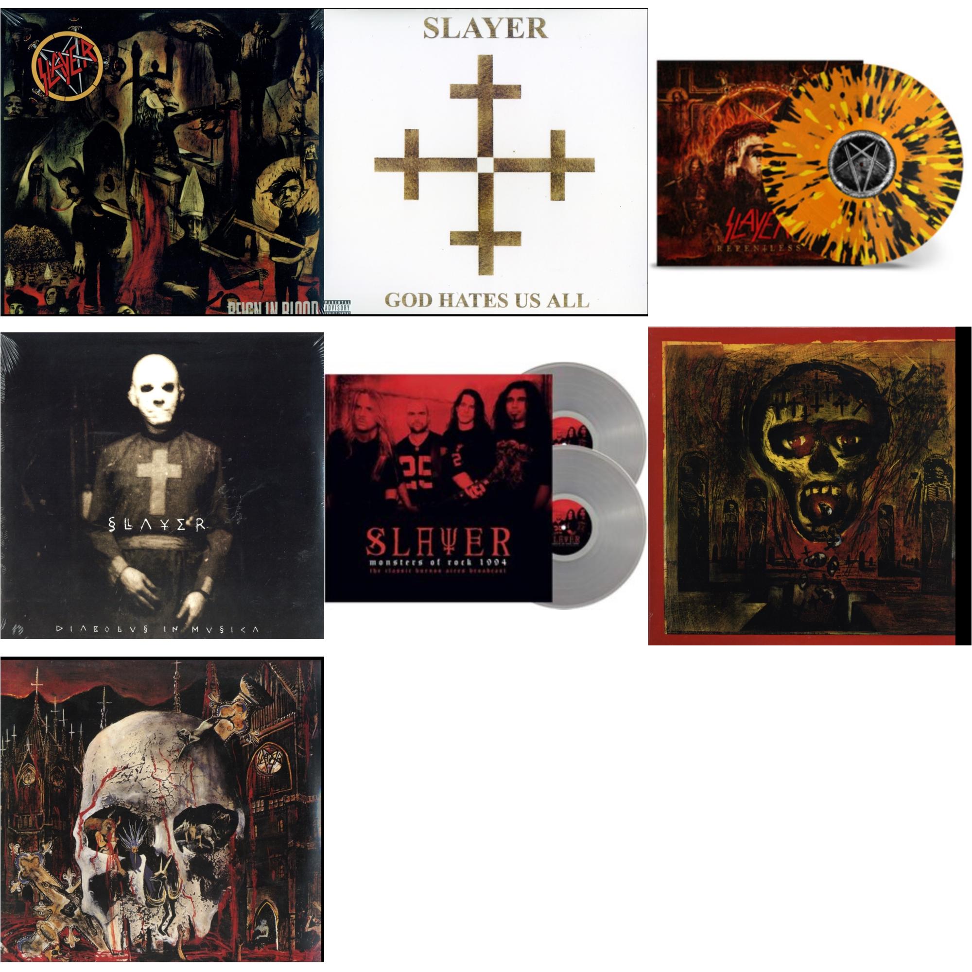 This is a 7 LP Vinyl SKU bundle.
1.This LP Vinyl is brand new.Format: LP VinylMusic Style: ThrashThis item's title is: Diabolus In MusicaArtist: SlayerLabel: AMERICANBarcode: 602537466856Release Date: 12/17/2013
2.This LP Vinyl is brand new.