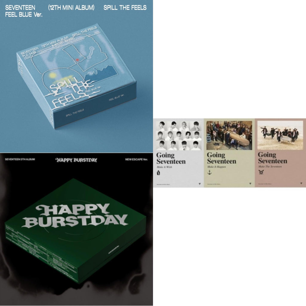 Spill The Feels - Seventeen 12Th Mini Album (Feel Blue Ver.) & Seventeen 5Th Album Happy Burstday (New Escape Ver.) & Going Seventeen (Reissue)
