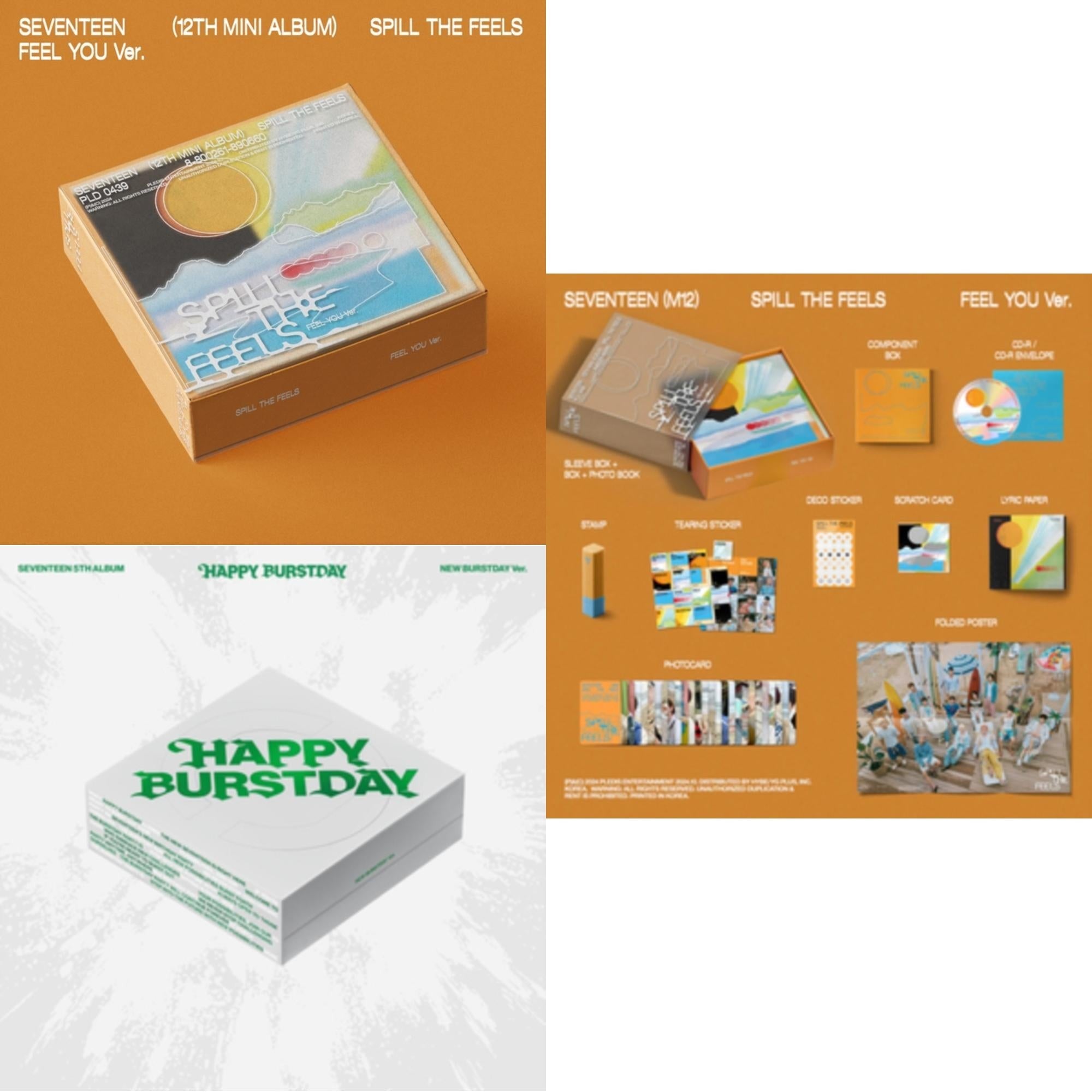 Spill The Feels - Seventeen 12Th Mini Album (Feel You Ver.) & Seventeen 5Th Album Happy Burstday (New Burstday Ver.) & Seventeen (12Th Mini Album)
