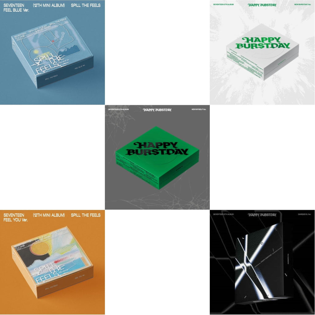 Spill The Feels - Seventeen 12Th Mini Album (Feel Blue Ver.) & Spill The Feels - Seventeen 12Th Mini Album (Feel You Ver.) & Seventeen 5Th Album Happy Burstday (New Myself Ver.) & Seventeen 5Th Album Happy Burstday (New Burstday Ver.)