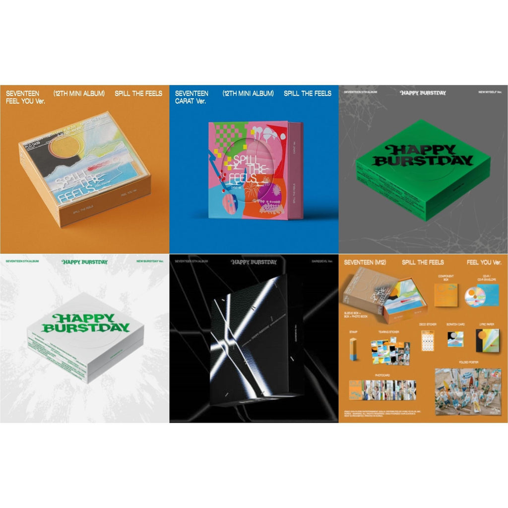 Spill The Feels - Seventeen 12Th Mini Album (Feel You Ver.) & Spill The Feels - Seventeen 12Th Mini Album (Carat Ver.) & Seventeen 5Th Album Happy Burstday (New Myself Ver.) & Seventeen 5Th Album Happy Burstday (New Burstday Ver.)