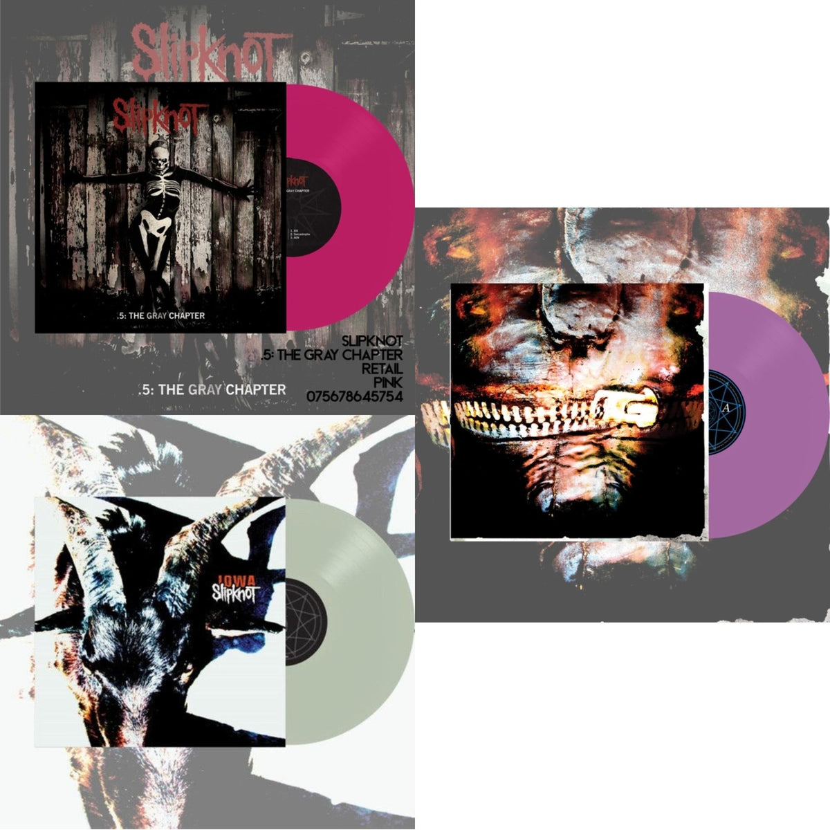 Iowa (X) (2LP/Translucent Green Vinyl) & Volume 3: The Subliminal Verses (X) (Violet Vinyl/2LP) & .5: The Gray Chapter (X) (Pink Vinyl/2LP)