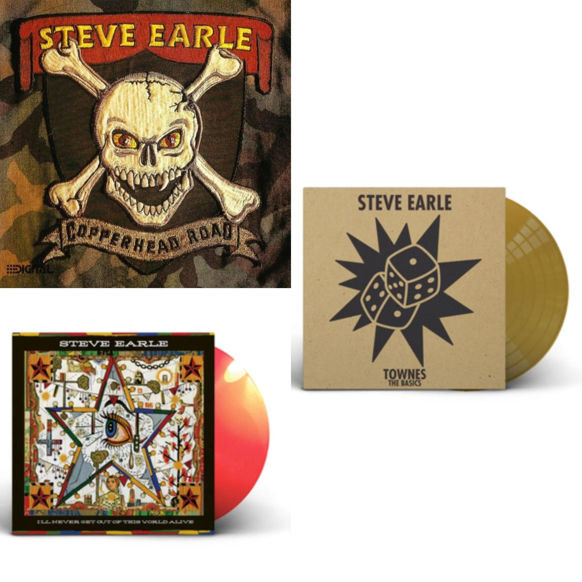 Copperhead Road & I'll Never Get Out Of This World Alive (Orange LP Vinyl) & Townes: The Basics (Gold LP Vinyl)