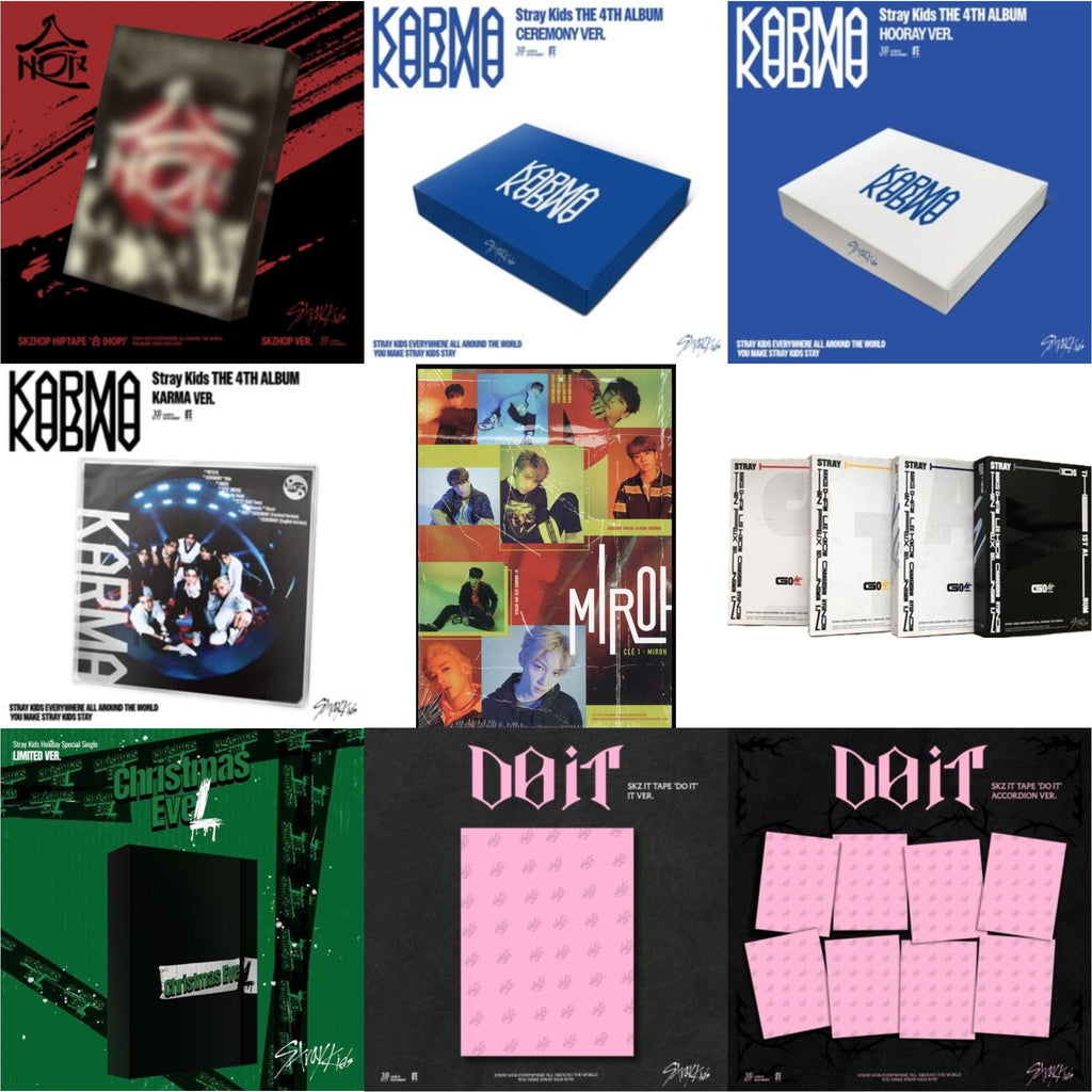 Hop (Skzhop Ver.) & Karma (Ceremony Ver.) & Karma (Hooray Ver.) & Karma (Karma Ver.) & Cle 1: Miroh (Mini Album) & Go: Volume 1 (Normal Edition) & Holiday Special Single Christmas Evel (Normal Ver.) & Do It - Skz It Tape (It Ver.)