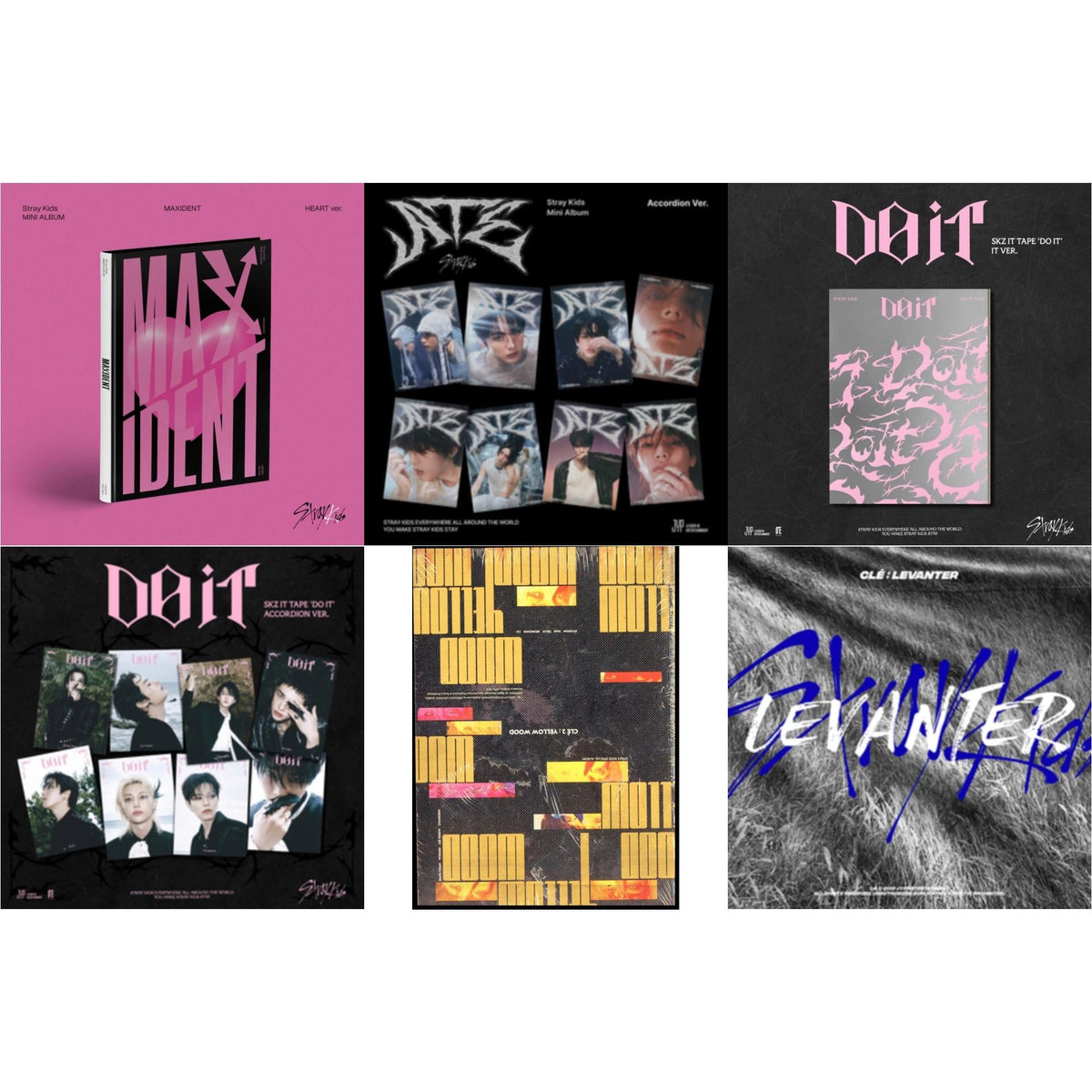 Maxident (Heart Version) & Ate (Accordion Ver.) & Skz It Tape - Do It (It Ver.) & Skz It Tape - Do It (Accordion Ver.) & Cle 2: Yellow Wood (Special Album) & Cle: Levanter (Mini Album) (Normal Edition)