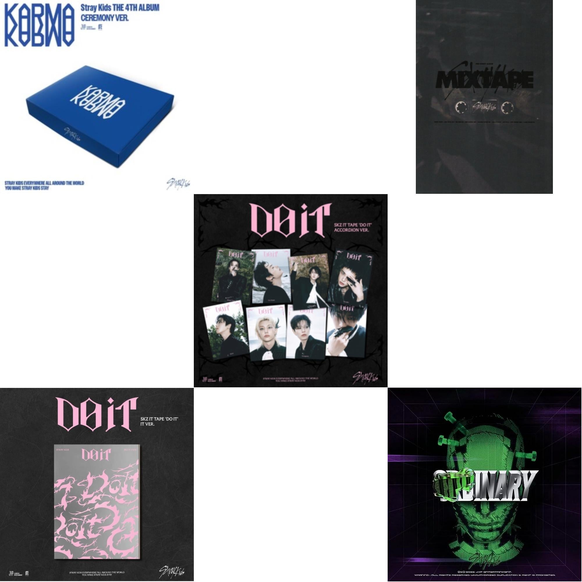 Karma (Ceremony Ver.) & Skz It Tape - Do It (It Ver.) & Skz It Tape - Do It (Accordion Ver.) & Mixtape & Oddinary (Scanning Version/Mask Off Version/Normal Edition)