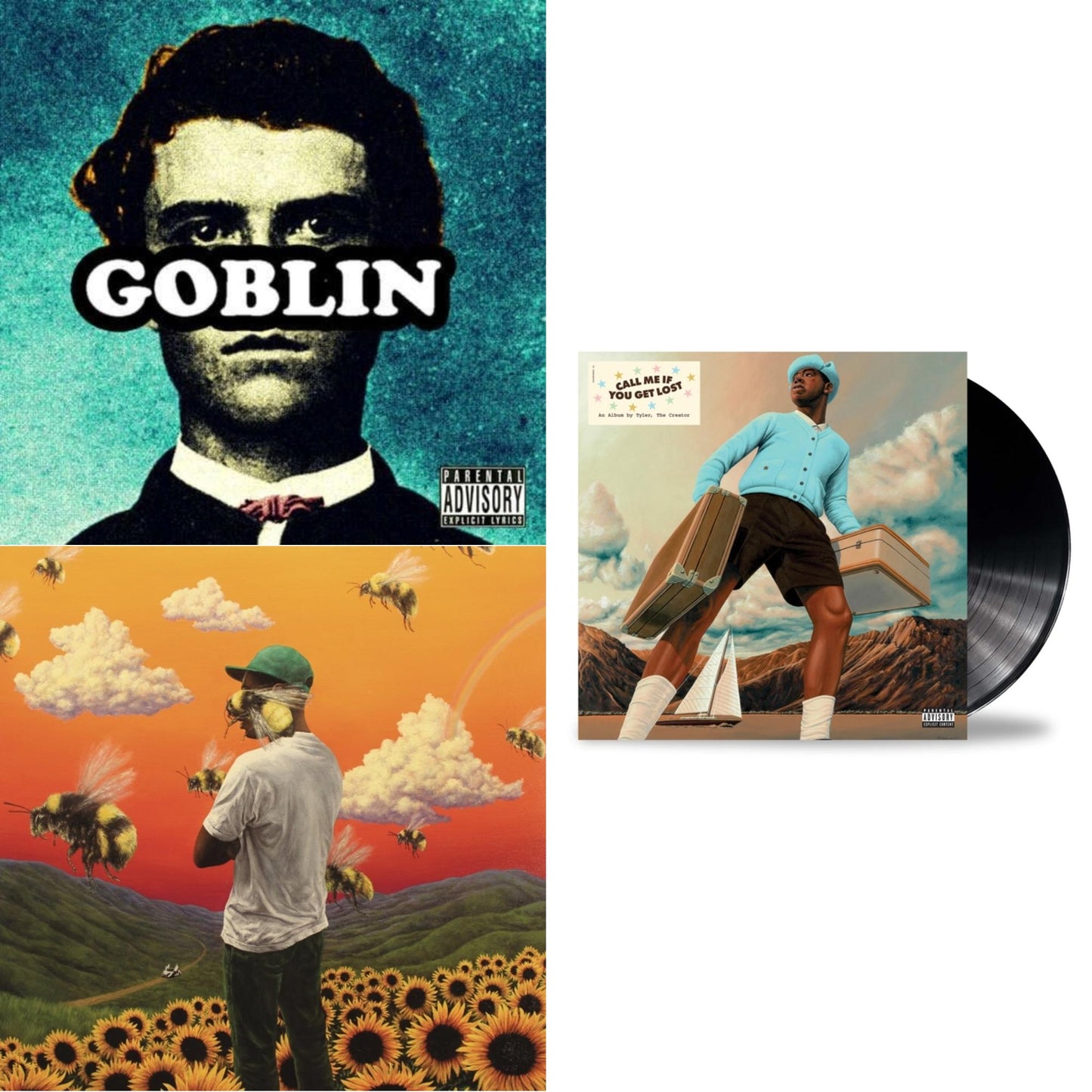 This is a 3 LP Vinyl SKU bundle.
1.This LP Vinyl is brand new.Format: LP VinylMusic Style: Hardcore Hip-HopThis item's title is: GoblinArtist:  The Creator TylerLabel: XL RECORDINGSBarcode: 634904052911Release Date: 5/10/2011
2.This LP Vinyl is brand new.