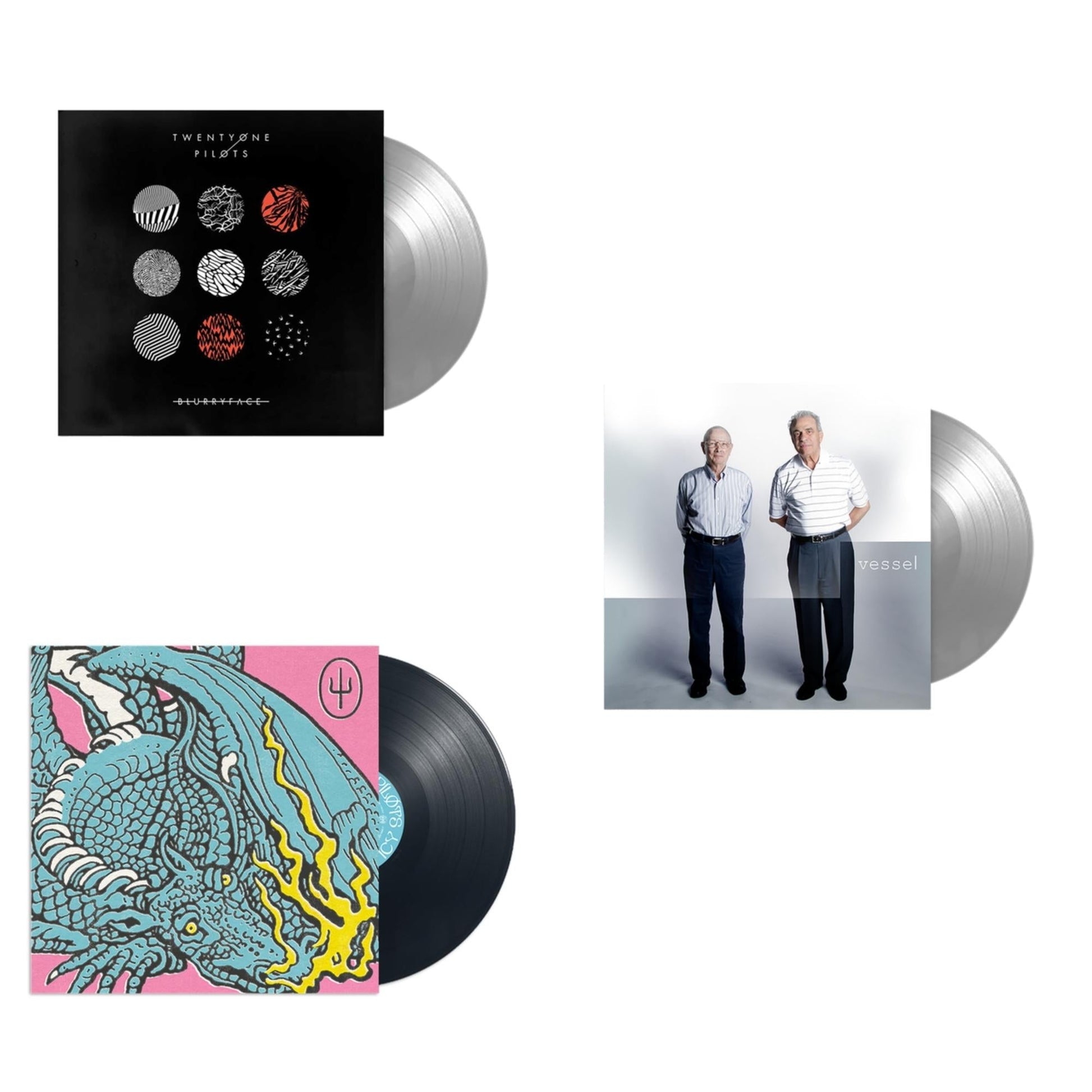 This is a 3 LP Vinyl SKU bundle.
1.This LP Vinyl is brand new.Format: LP VinylMusic Style: Alternative RockThis item's title is: Blurryface (Silver LP Vinyl Fbr Anniversary)Artist: Twenty One PilotsLabel: FUELED BY RAMENBarcode: 075678645617Release Date: 10/15/2021
2.