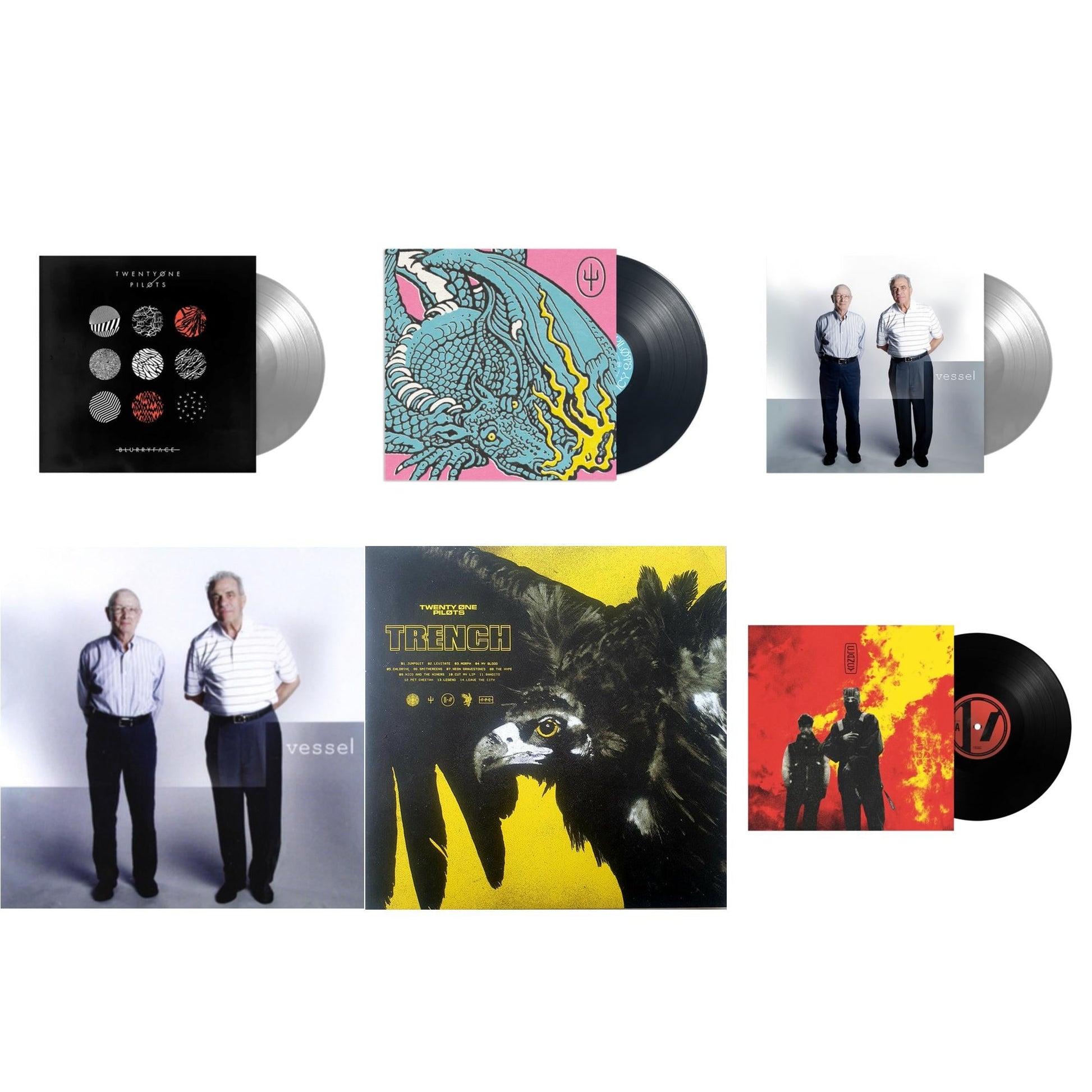 This is a 6 LP Vinyl SKU bundle.
1.This LP Vinyl is brand new.Format: LP VinylMusic Style: Alternative RockThis item's title is: Blurryface (Silver LP Vinyl Fbr Anniversary)Artist: Twenty One PilotsLabel: FUELED BY RAMENBarcode: 075678645617Release Date: 10/15/2021
2.